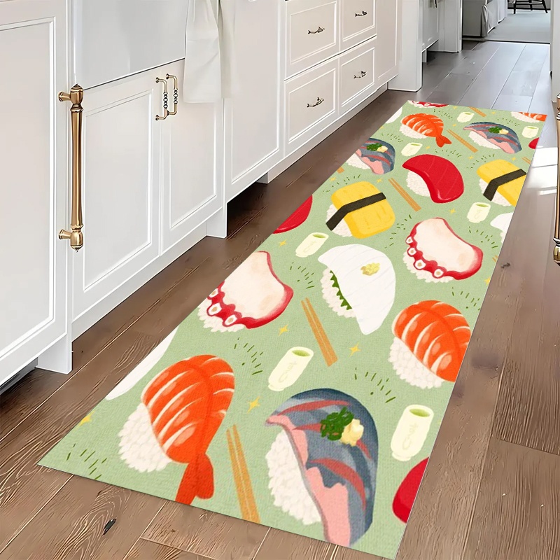 Hall Commercial Printing - Cartoon Sushi Runner Rug Japanese Seafood