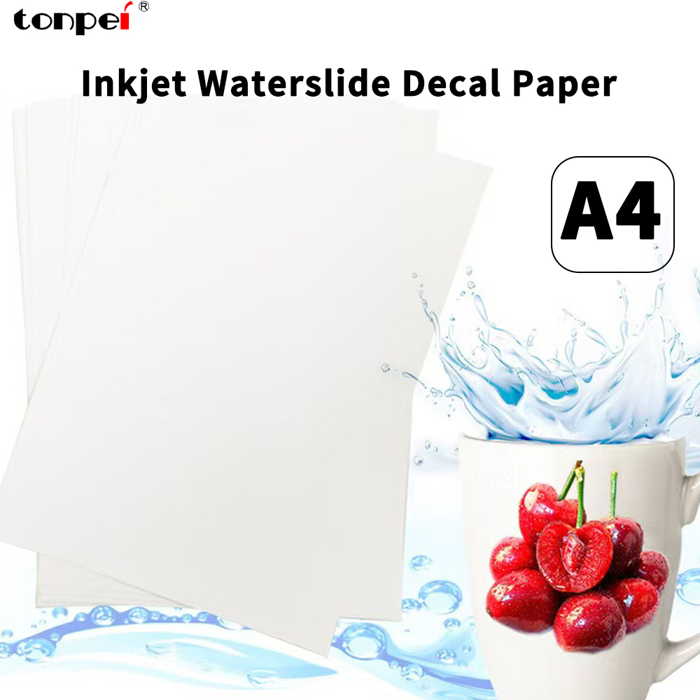 White Toner Transfer Paper - 10/20Sheets A4 Inkjet Waterslide Decal Transfer