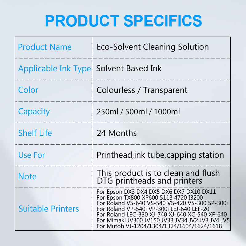 Eco-Solvent Ink Cleaning Solut - Print Head Cleaning Kit avaliação e preço