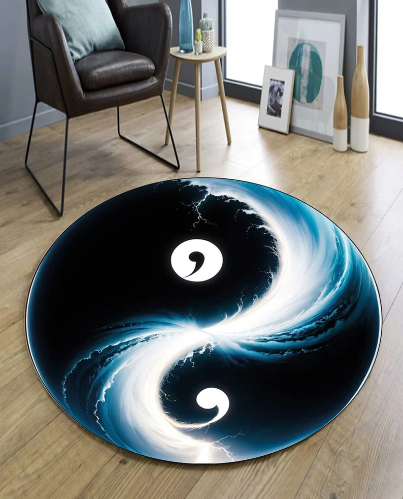 Yin Yang Symbol Round Rug Vivi - Commercial Vinyl Printing Machine avaliação e preço